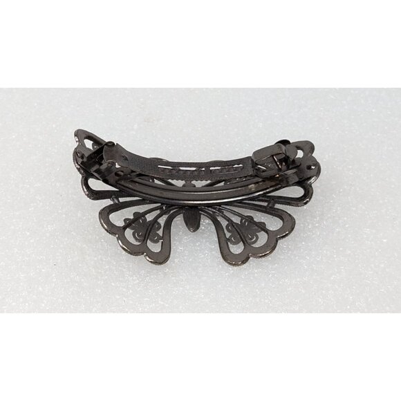 Vintage Butterfly Hair Clip Barrette With Rhinestones 3 1/2" X 2 1/4" - Picture 3 of 3